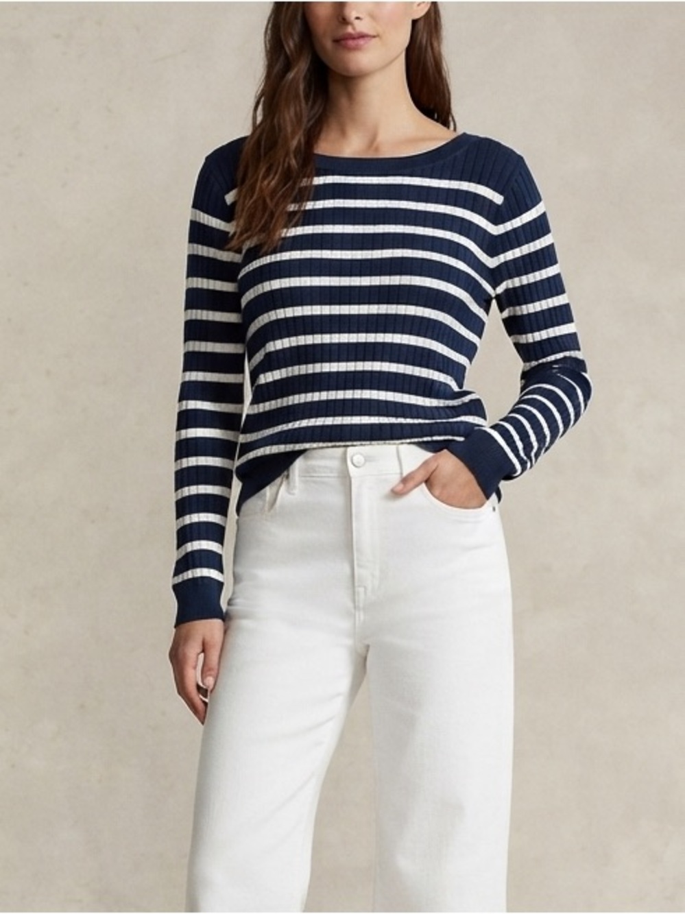 Navy & White Striped Ribbed Boat Neck Sweater by Style & Co. • Size 3X • NWT